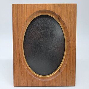 Teak Wood Oval Picture Frame 5x7 Photos Tabletop Or Wall Mount Mid-Century